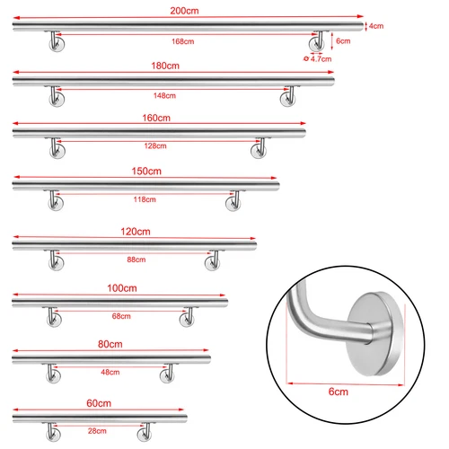 Edelstahl Geländer Wand Handlauf Treppe Haltegriff Balkongeländer Innen & Außen - Bild 2 von 19