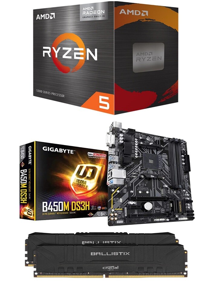 AMD RYZEN 5600G GIGABYTE B450M DS3H CRUCIAL BALLISTIX 16GB