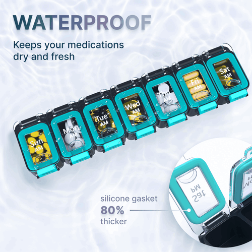 Weekly Pill Organizer 2 Times A Day Airtight Pill Box 7 Day Am Pm Vitamin Case - Picture 3 of 8