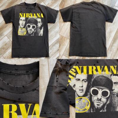 Nirvana 90s Grunge Punk Rock Black short sleeve crewneck T