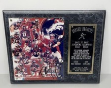 Denver Broncos Back To Back Champions Super Bowl Plaque Signed Bill Romanowski