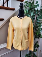 Classic Elements Women Cream Cotton Long Sleeve Buttons Front Cardigan Size M