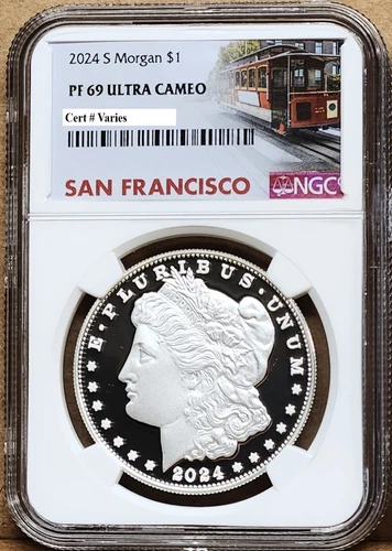 2024 Morgan proof silver dollar ngc pf 69 uc sf trolley