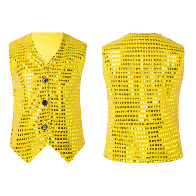 Kids Girls Hip-hop Dance Outfits Shiny Sequins Mesh Sleeve Top Pants Dancewear E