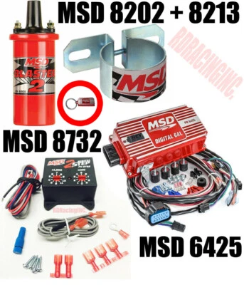 MSD 6AL Ignition Digital Box 6425 Blaster 2 Coil 8202 Bracket 8213 & 2 step 8732 - Image 1 of 4