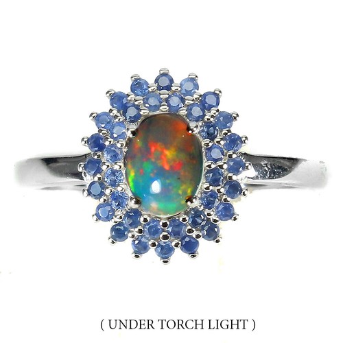 Yazilind - Orecchini pendenti lunghi in argento Sterling 925 con opale