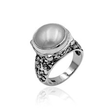 Mabe Pearl Cocktail Ring Designer Bali Floral design 925 Sterling Silver - #S33