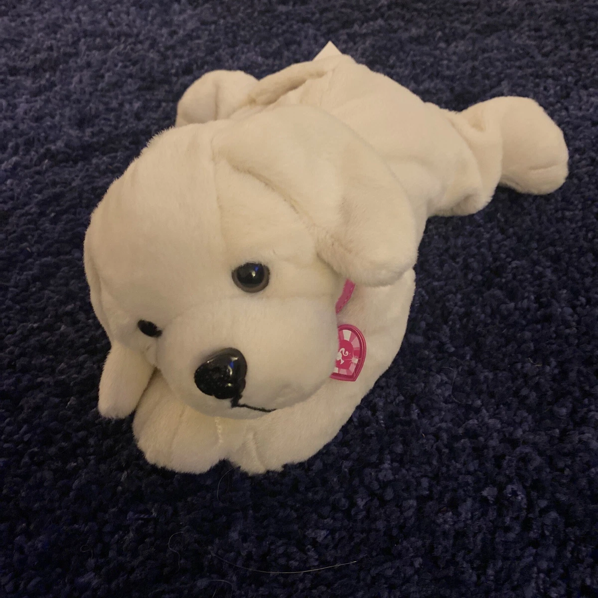 Barbie 13 Plush Puppy Dog makes Cute Sounds Beige Collar Pink eBay