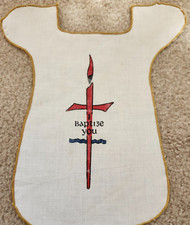 Vintage 1978 Baptism Bib Baptismal White Cross  Baptize You" Baby Boy / Girl