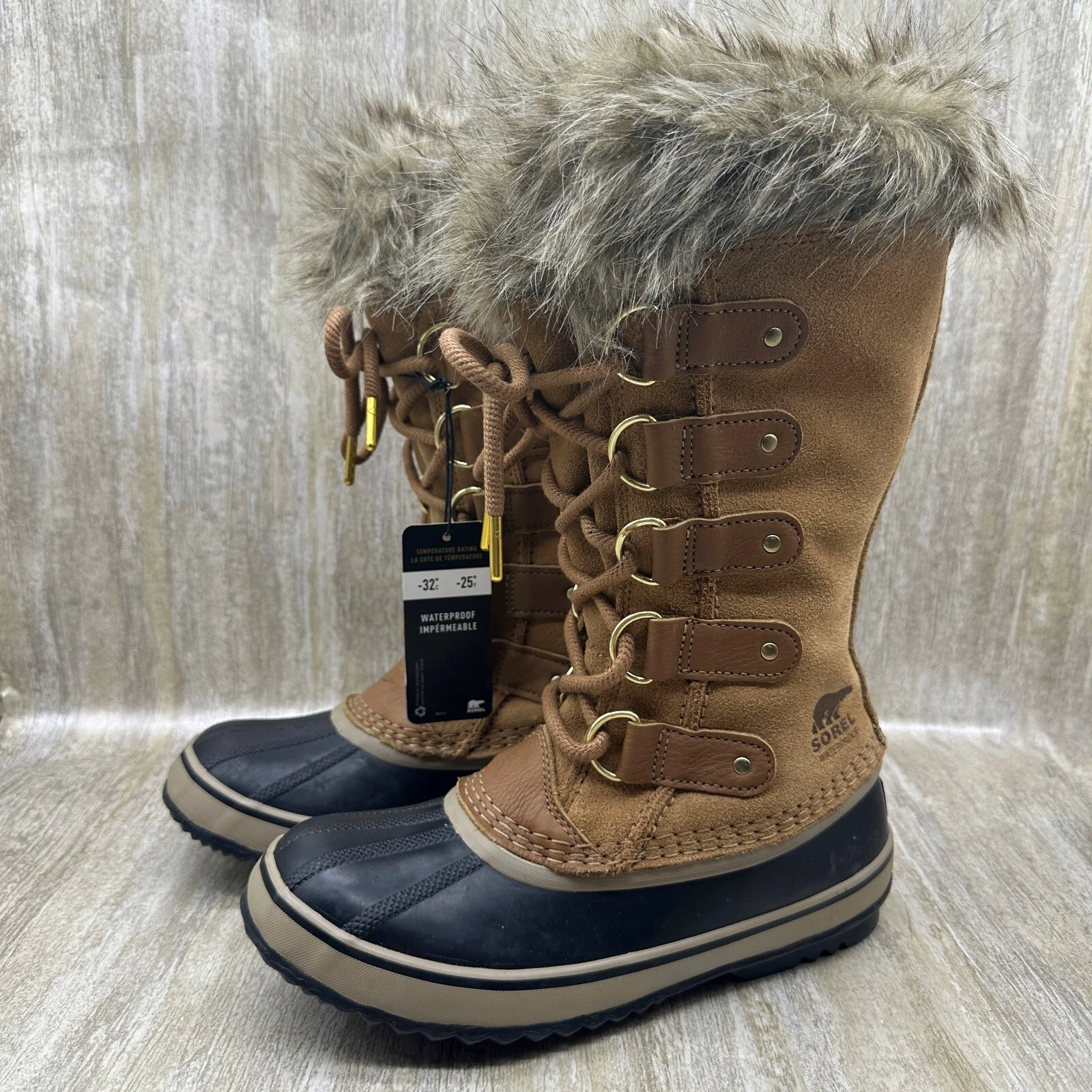 NEW Sorel Women's Joan Of Arctic Boots Elk Brown 1855131-224 Size 6 Brown Fur