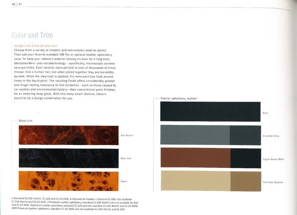 2009 Mercedes Benz CL-Class 50-page Car Sales Brochure - CL550 CL600 CL63 AMG - Image 3 of 3