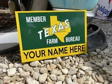 Antique Vintage Old Style Texas Farm Bureau Member Sign Customizable!