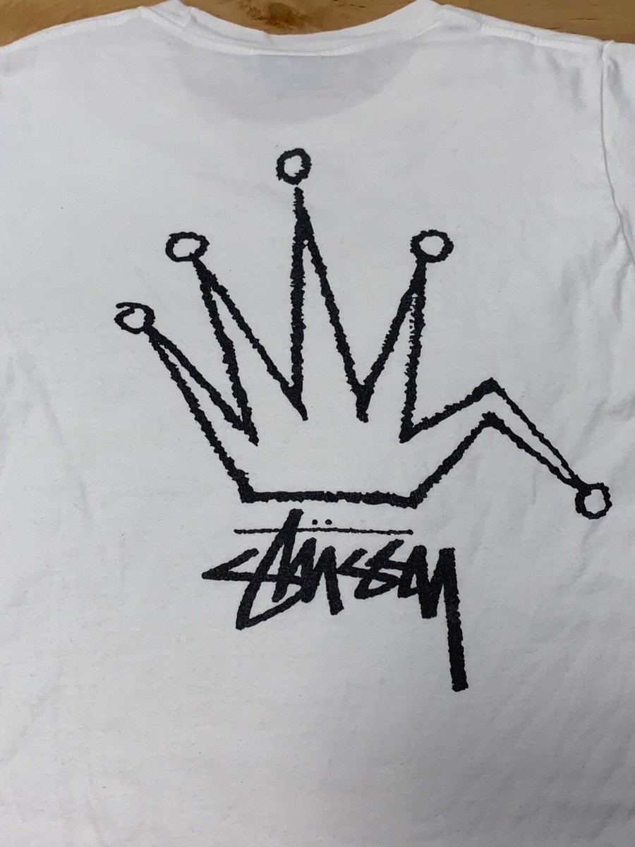 Vintage 90s Stussy Mens T Shirt S White Crown Short Sleeve Vintage 90s Stussy Mens T Shirt S White Crown Short Sleeve
