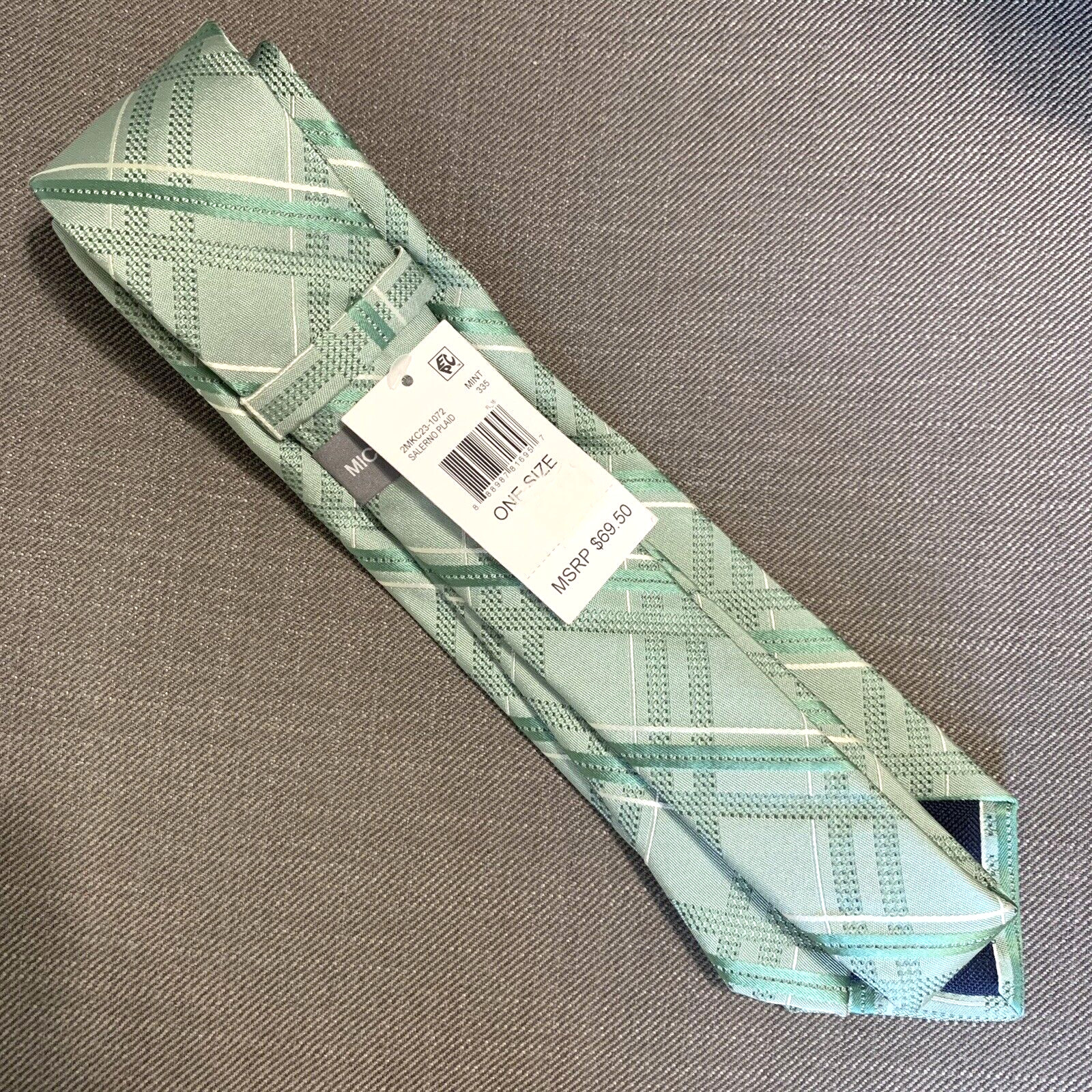 Michael Kors Men's Neck Tie Salerno Plaid Green Silk Blend NWT thumbnail 3