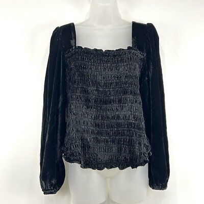 Torrid Top Womens 2X Velvet NWOT Smocked Blouson Dark Peasant Boho Milkmaid