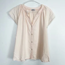 Rails Alena Top Womens XS Petal Pink Short Sleeve Blouse Lyocell Linen NWOT NEW