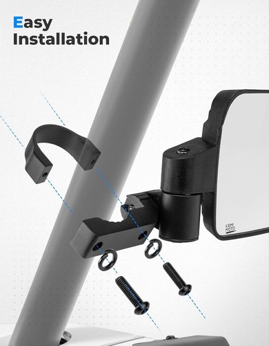 KEMIMOTO UTV Side Mirrors Spring Back Feature for 1.65-2 inch Roll Bar Universal - Picture 4 of 12