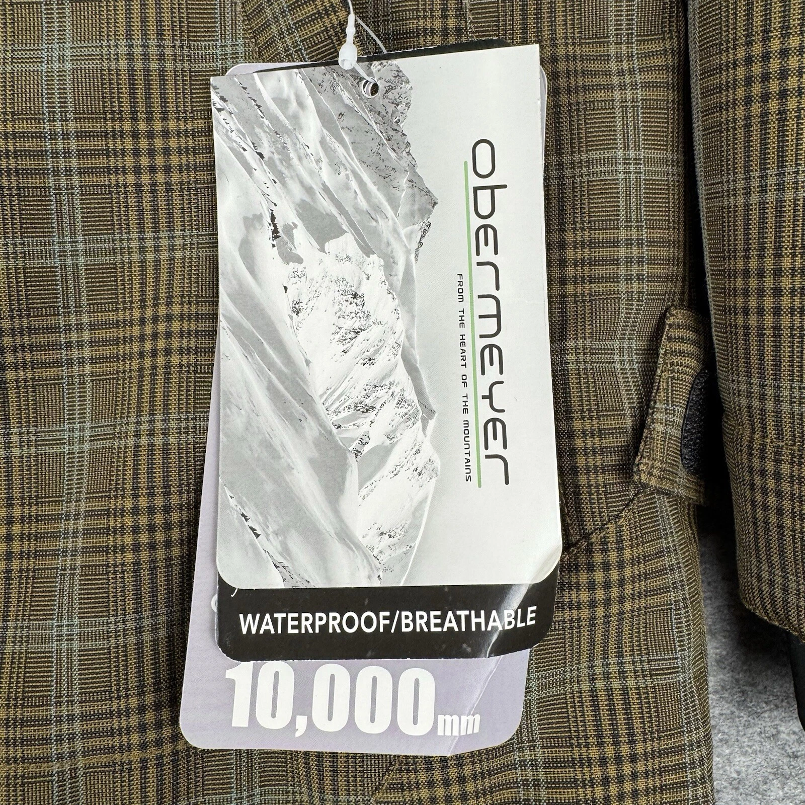Obermeyer Ski Teton Jacket Plaid Green Nature Valley Logo Waterproof Mens XS image 3