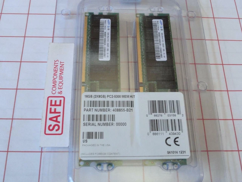 Samsung 16GB 2x8GB M393T1K66AZA-CE6Q0 NEW 240p DDR2-667 ECC HP 405478-071 MM-606 - Image 2 of 3