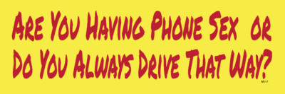 Are You Having Phone Sex or Do You Drive That  Way? Vinyl Bumper Sticker, M117