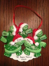 Personalized Turtle Family of 5 Christmas Ornament