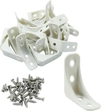 20 Pcs Plastic Corner Bracket White 4 Hole L Braces for Wood Shelves Drawers