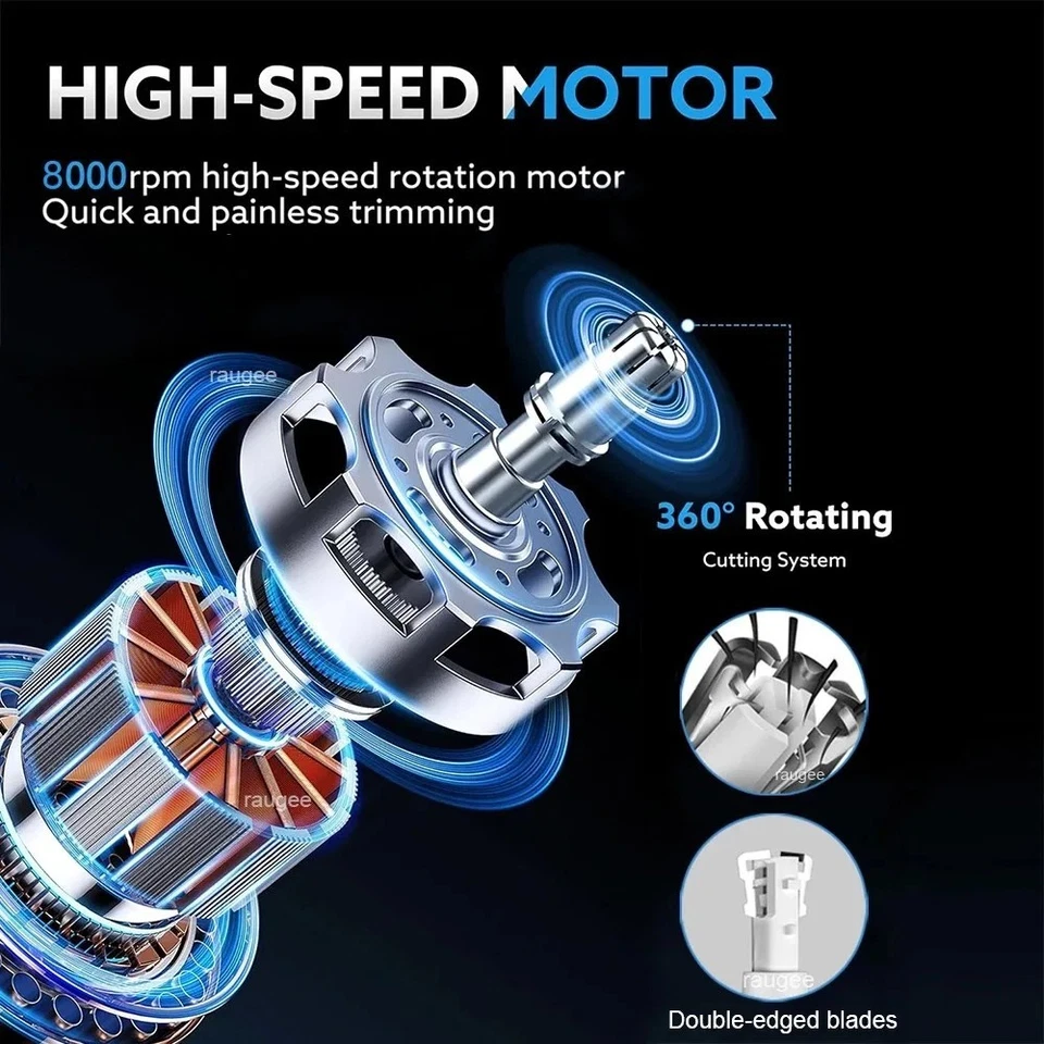 Ear and Nose Hair Trimmer with LED Display USB Rechargeable Water Resistant - Image 3 of 4