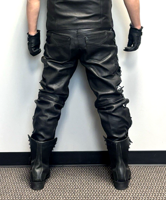 HOT LEATHERS　レザーパンツ　ブラック　W36 Hot Leathers Heavy Duty Side-Laced Black Leather Pants - Size 38