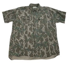 Vintage Mossy Oak Shirt Men XL Greenleaf Camo Button Down Heavy Shacket USA Made