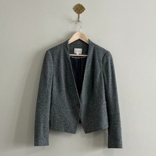 NWT Ann Taylor LOFT Gray Blazer Size 8 Tailored Cotton Single Button