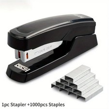 Stapler with 1000 Staples, Office Stapler, 25 Sheet Capacity, Non-Slip, Black