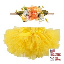 Infant Toddler Baby Girls Super Soft Fluffy Tutu Skirt 6-12 Months Yellow 1