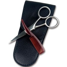 Mustache Grooming Set - Precision Scissors and Comb Kit for Men -...