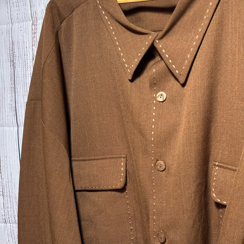 Smokey Joe's мужской коричневый Leisure прогулочный костюм Sz 7XL, 64 X 32 манжеты, складки - Изображение 3 из 4