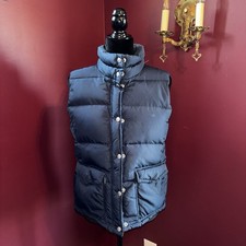 VTG 90s Y2K J Crew Blue Puffer Vest Men Sz M Goose Down Full Zip Snap Jacket