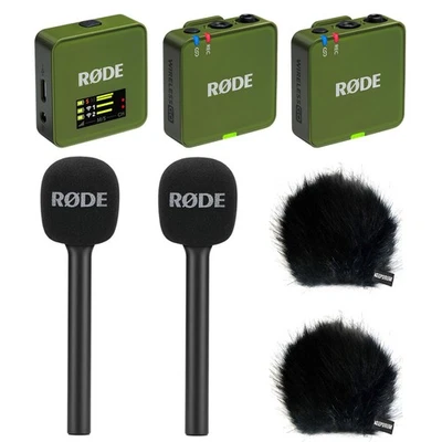 Rode Wireless GO Gen 3 Moss Khaki mit 2x Interview GO und 2x WSBK Windschutz - Bild 1 von 4