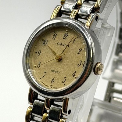 Seiko Creo 2P21-0180 Vintage Two Tone Gold Dial Stainless Steel Watch Unisex