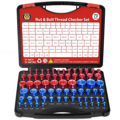 70 Pcs Thread Checker Nut and Bolt Thread Checker Set with 37 Inch and 33 Metric