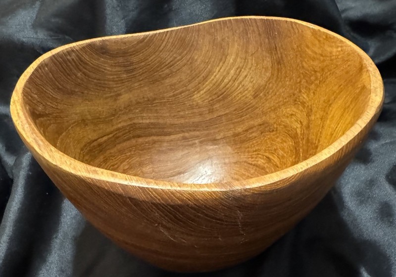 Vintage Hand turned Solid Wood Serving/ Salad Bowl Acacia