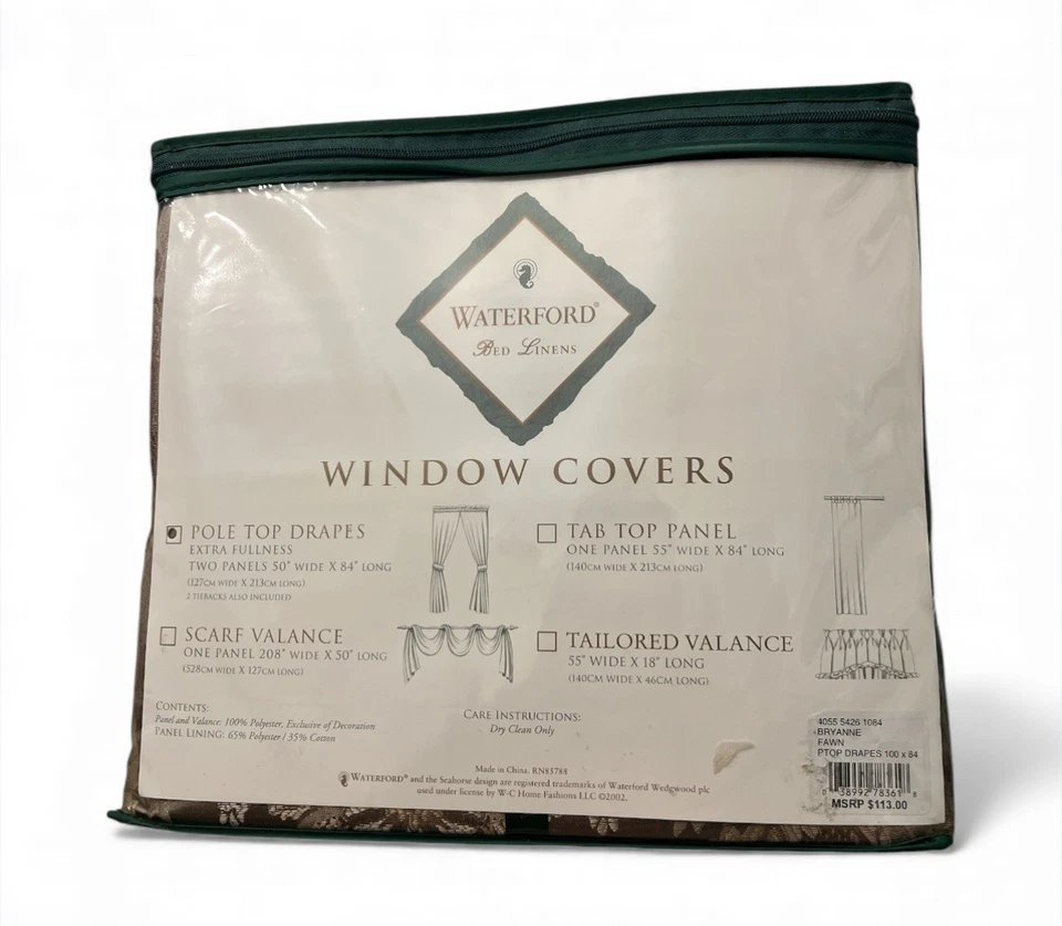 WATERFORD BRYANNE ПАЛЕВЫЙ ЦВЕТОЧНЫЙ (ПАРА) ШЕСТ ВЕРХНИЙ ДРАПИРОВКИ ПАНЕЛИ 50 X 84 - Изображение 4 из 4