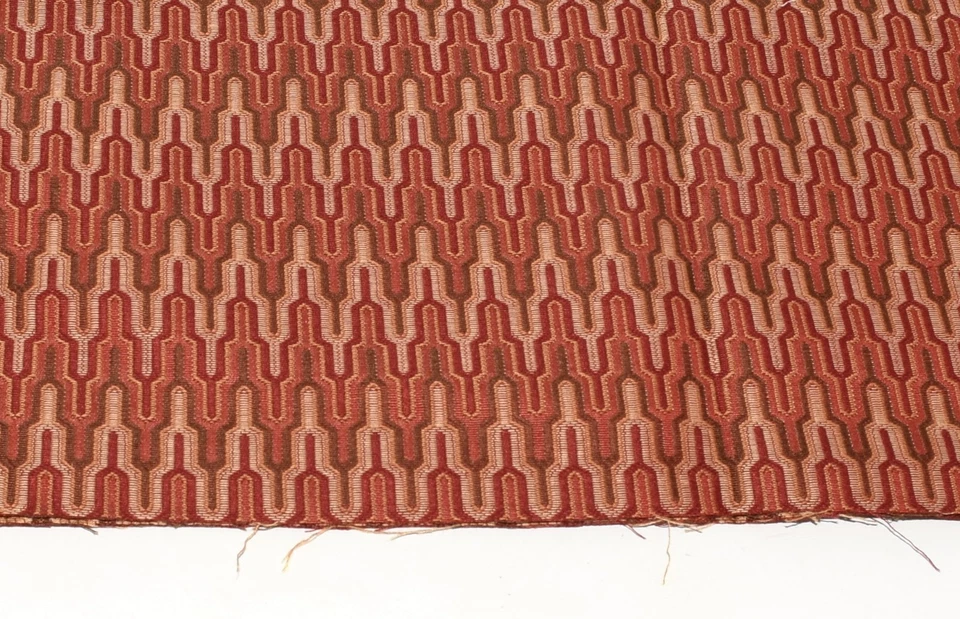 Vintage Orange Geometric Design Upholstery Fabric 58" x 15" - Image 3 of 3