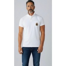 Polo by Ralph Lauren vintage preppy white embroidered crest polo shirt size med