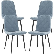 Set 4 Sedie Cucina Soggiorno in Velluto e Acciaio 45x54x87 cm Azzurro DecHome