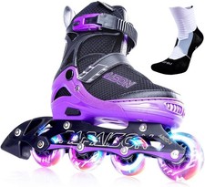 PAPAISON Adjustable Inline Skates for Kids and Adults with Full Light Up Whe...