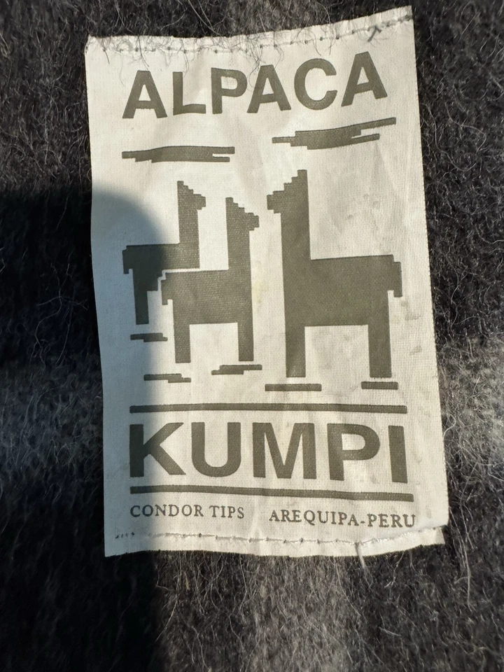 Kumpi альпака шерсти плед серый слоновой кости клетку бахрома Перу 72 X 54» роскошь мягкий - Изображение 4 из 4