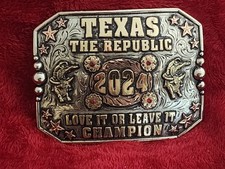 Bull Riding X Treme Rodeo Champion Trophy Buckle  Republic Of Texas  2024  Rare  538