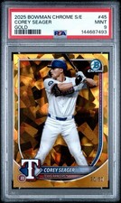 Topps 2025 Bowman Chrome Sapphire Gold Corey Seager #45 /50 PSA 9 Texas Rangers