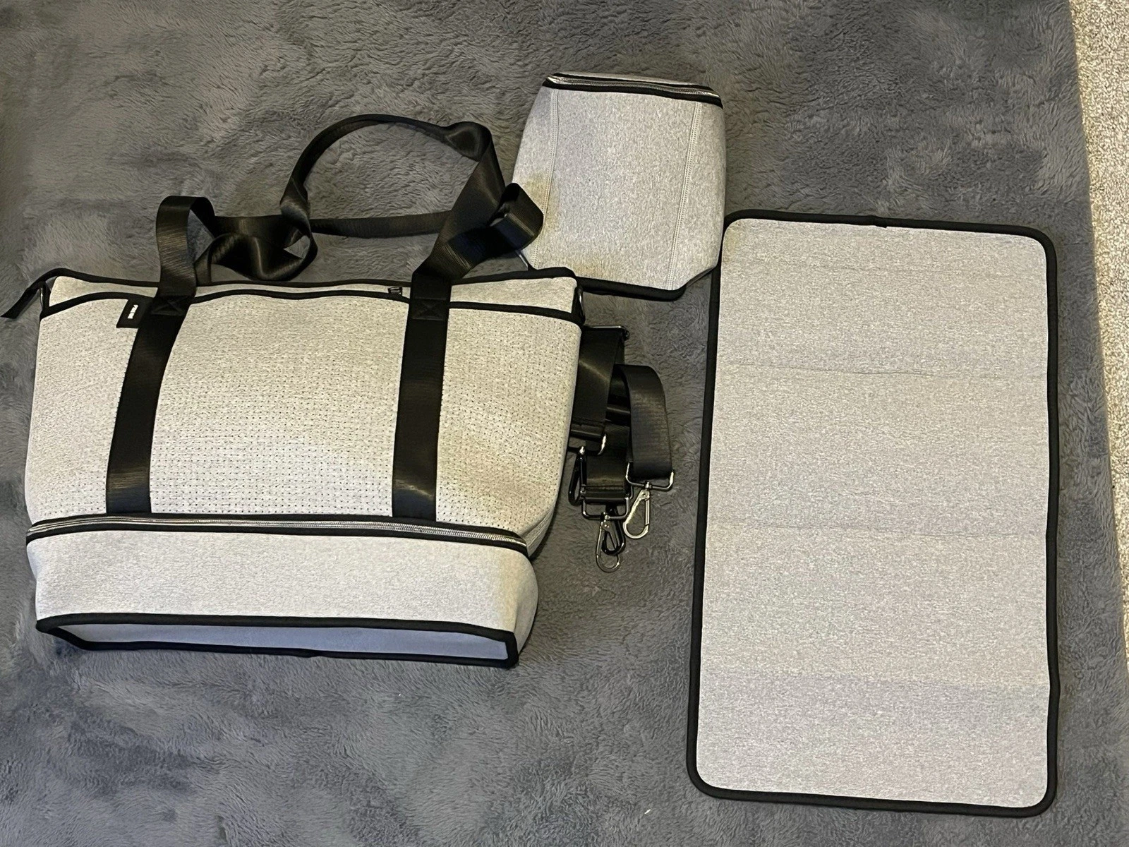 Prene Saturday (Black ~ Grey Marle) NeopreneTote / Baby changing / Travel Bag