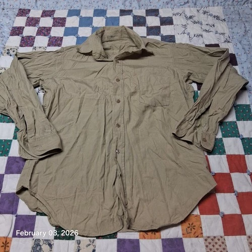 Vintage M1949 50s Poplin Khaki Shirt Size Large Military BDU Korea