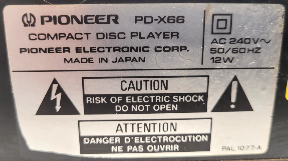 Pioneer PD-X66 Compact Disc CD Audio Player Black Tested & No Power - Image 2 of 4